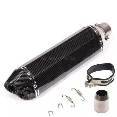 470mm Universal Motorcycle Double Outlet Exhaust Muffler Tail Pipe 38-51mm • $45