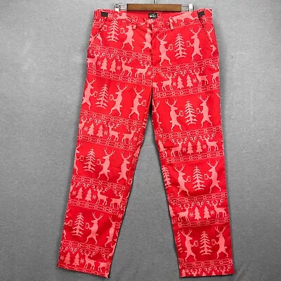 Dec 25th Mens Size XL Red Novelty Christmas Pants 38x34 Stretch Waistband • $28.88