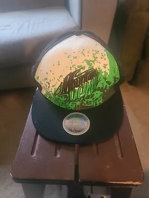 Mountain Dew Hat Cap Fitted One Size 7.25” Black Soda Pop PepsiCo Retro Logo • $10
