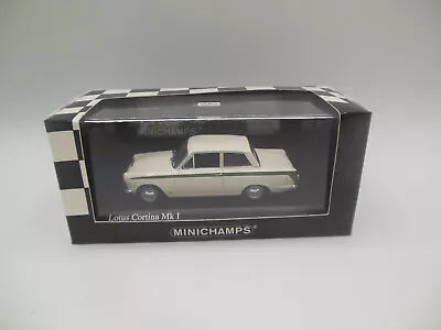 Minichamps 400 082071 1962 Lotus Cortina Mk1 In White With Green Stripe 1:43 Sca • £72.50