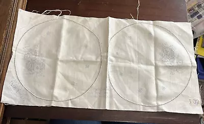 Vintage Vogart Stamped Embroidery Linen Doilies - Pair Of Two - Free Shipping • $21.99