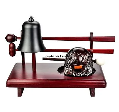 New Wood Fish Muyu Bell Rack Buddhist Monk Mokugyo Stage Props Temple • $180.19