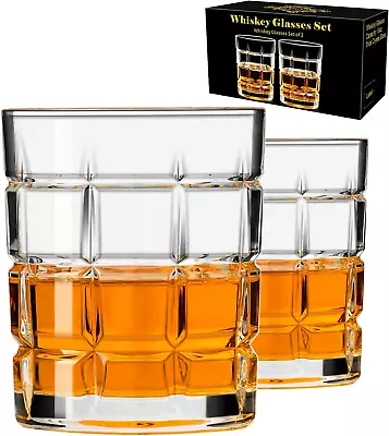 Whiskey Glasses Set Of 2 Old Fashioned Cocktail Glass 10 OZ Whiskey Glasses B • $10.55