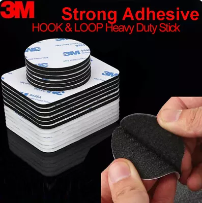 3M HOOK & LOOP Heavy Duty Stick Self Adhesive Double Sided Fastener Pad 10-130mm • £3.59