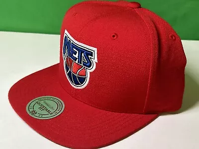 Brooklyn Nets New Mitchell & Ness HWC New Jersey Red Blue Era Snapback Hat Cap • $29.99