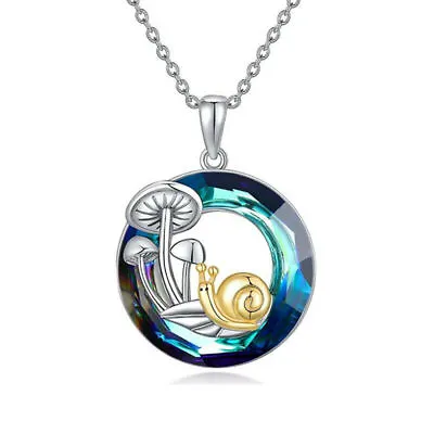 Rainbow Mystical Fire Topaz 925 Sterling Silver Charms Snail Mushroom Necklace • $19.74