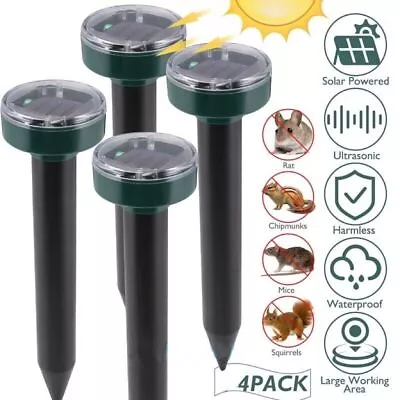 4 Pack Solar Power Animal Ultrasonic Repellent Mice Gopher Pest Snake Repeller • $15.99