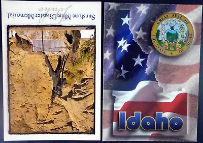 2 Idaho 4x6 Cards Icons State Seal Motto & Sunshine Mine Disaster Memorial • £1.90