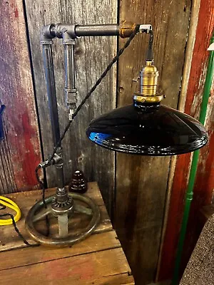Steampunk Lamp Industrial Table Lamp Made From Old Factory Parts Timeless Piece! • $550
