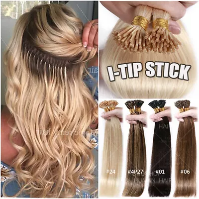 200Strands Stick I Tip 100% Real Human Remy Hair Extensions Micro Nano Ring 1G/S • $140.43