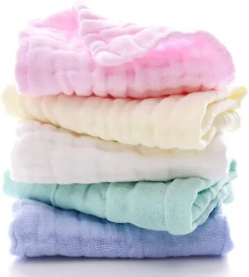 Muslin Burp Cloths 5 Pack Cotton Hand Washcloths 6 Layers Perfect For Baby • $9.99