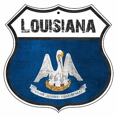 Louisiana Country Flag Roads Garage Décor Gift Acadians Shield Aluminum Sign • $14.99