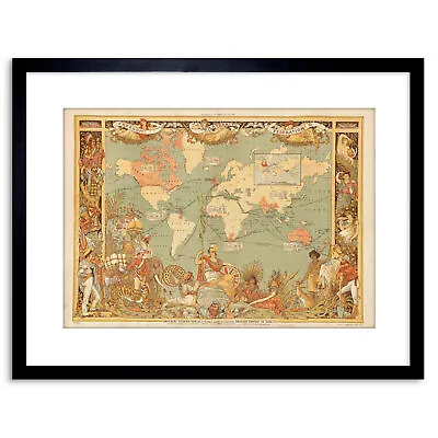 Map British Empire 1886 Illustrated People World Framed Art Print 9x7 Inch • £15.99
