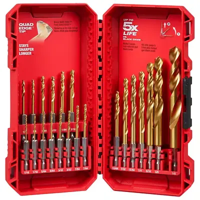 Milwaukee SHOCKWAVE IMPACT DUTY Titanium Twist Drill Bit Set (21-Piece) • $34.54