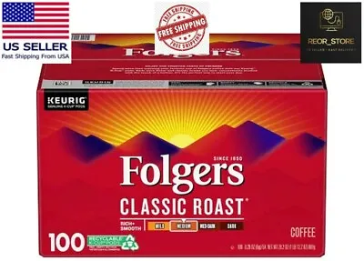 NEW Folgers Classic Roast Coffee K-Cups (100 Ct.) FREE SHIPPING • $54.97