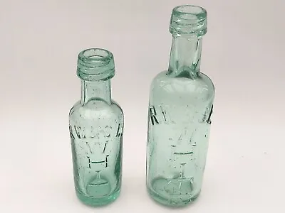 2 Vintage RW & S White Glass Bottle Clear Aqua Green Tint R W Antique Victorian • £7.99