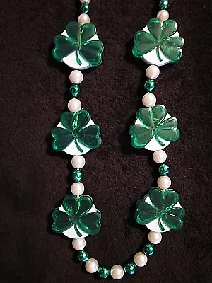 $12 • Buy St. Patrick's Blinking Light-up  Lucky  Green - White Shamrocks  Necklace Blinky