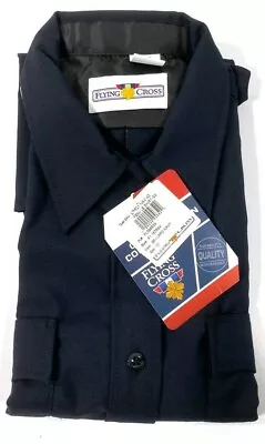 New Womens Flying Cross Deluxe Poly Wool Short Sleeve Shirt 157r84 Lapd Navy 38 • $48.71