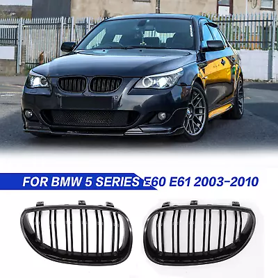 Front Kidney Grill Grille For E60 E61 BMW 5 Series 2003-2010 525i M5 Gloss Black • $28.99