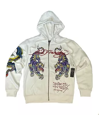 Ed Hardy Tiger Dragon Lightweight Hoodie (ehm1301-35) Color: Ivory • $79