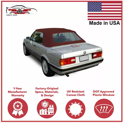 Fits BMW E30 Convertible Top 3 Series 1986-1993 Burgundy German Cloth Bordeaux • $611.10