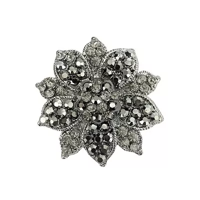 £6.99 • Buy Flower Brooch Pin Black Hematite Diamante Crystal Bouquet Wedding Dress Jewelry
