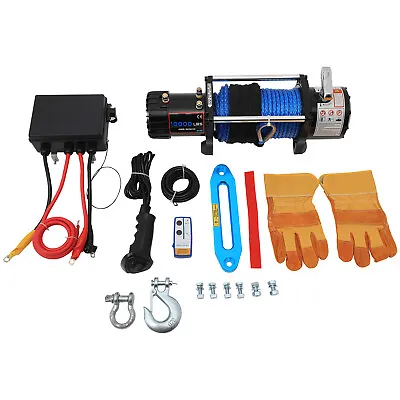 For Jeep Wrangler 12V 10000LB Electric Winch Tow Trailer Synthetic Rope Off Road • $281.49