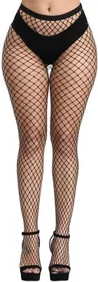 E-Laurels Womens High Waist Patterned Fishnet Tights Suspenders Pantyhose Thigh  • $28.32