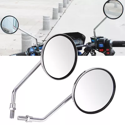 Motorcycle Classic Chrome Round Rear View Side Mirrors 10mm Universal For Honda • $18.90