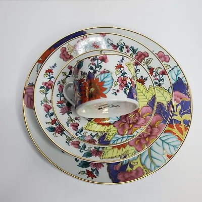  IMPERIAL TOBACCO LEAF China 5-pc PLACE SETTINGS Gold Trim MINT Plates Vintage E • $70