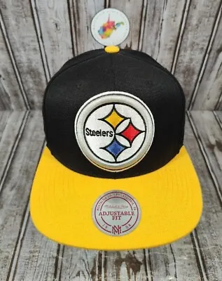 Mitchell & Ness Official NFL Football Pittsburgh Steelers Flat Brim Snapback Hat • $34.95