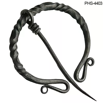 Scottish Grand Pennanular Brooch - Medieval Style Hand Forged Iron Elegant Twist • $14.95