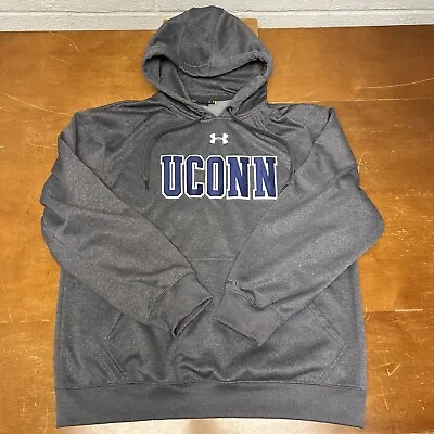 UConn Huskies Hoodie Mens Medium Gray Pullover Sweatshirt Long Sleeve Stitched • $37.95