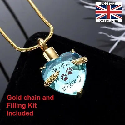 £14.95 • Buy Pet Cat Dog Paw Heart Cremation Urn Pendant Ashes Necklace Funeral Memorial UK 