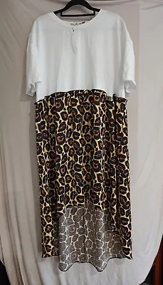 $14 • Buy ASOS Leopard Print Tshirt Dress BNWT Size 18 Hi-Lo Hem