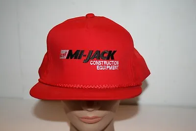 Vintage MJ Mi-Jack CONSTRUCTION EQUIPMENT Travelift Crane Red Snapback HAT CAP • $5.99