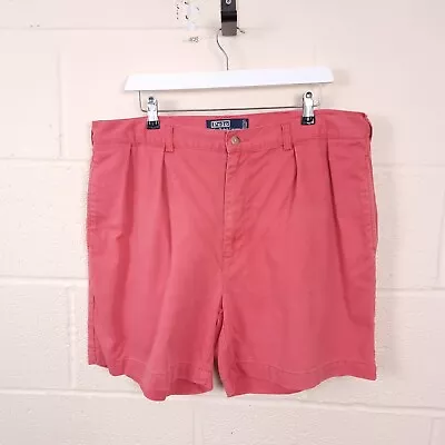 POLO RALPH LAUREN Chino Shorts Mens W38 Andrew Salmon Pastel Pink Twill Vintage • £29.90