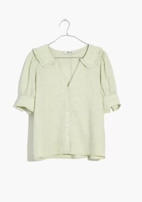 $14.51 • Buy Madewell Women's Linen-Blend Peter Pan Collar Shirt SIZE 00 NE171