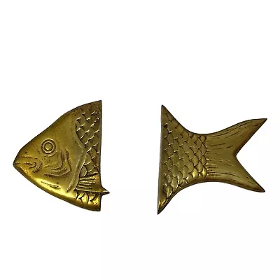 Vintage Brass Fish Salmon Cutting Board Ends For Serving Charcuterie Board • $25