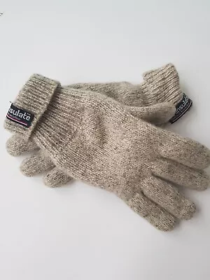 Thinsulate Thermal Insulation Mens Gray Wool Mittens Snow Winter Ski Gloves • $10