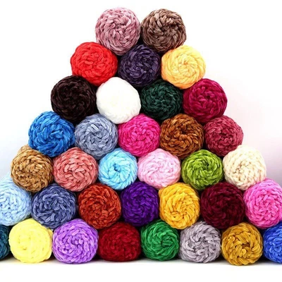 $2.09 • Buy Chenille Mix & Chunky Knitting Yarn Balls Super Soft Acrylic Craft Malli VELVET