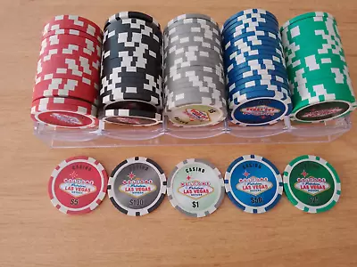 Heavyweight Poker Chips  Welcome To Las Vegas  (95 Chips=5 Diff Denominations) • £15