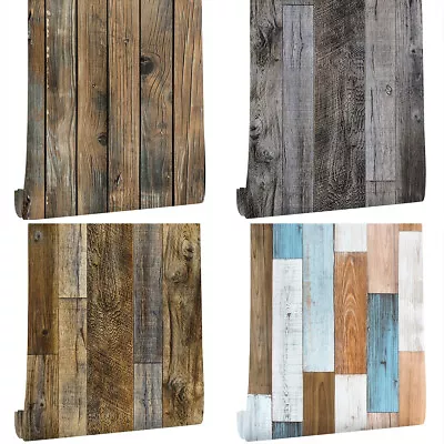 6M Rustic Wood Panel Plank Effect Wallpaper Self Adhesive Furniture Wall Sticker • £12.99