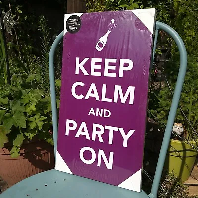 Retro Gallery  Keep Calm And Party  On Purple Canvas Print. • £3.99