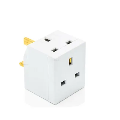 New Set Of 2 Adaptor 2 Way Plug 3 Pin Socket 13 Amp Double Household Multi • £4.99