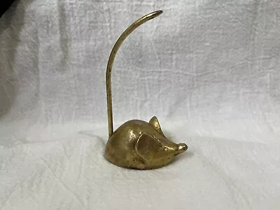 Vintage Mouse Paperweight Or Ring Holder Brass Mouse Figurine Circa 1960s-1970s • $16