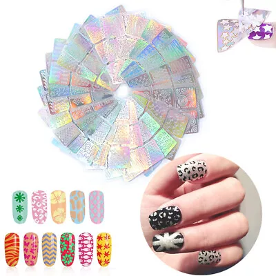 24Pcs Sheets Nail Art Hollow Stencil Template Stickers DIY Manicure Tool Stamp • £5.44