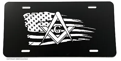 Freemason Mason Masonic USA Grunge Tattered Flag License Plate Cover • $14.99