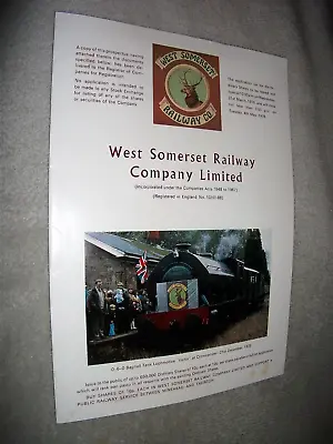 West Somerset Railway Co. Ltd. 1976 Shares Prostpectus • £5