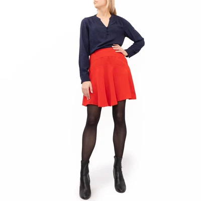 £9.89 • Buy Womens Reiss Skirt Red Lined Flared Flippy Work Party Office Pocket Wedding